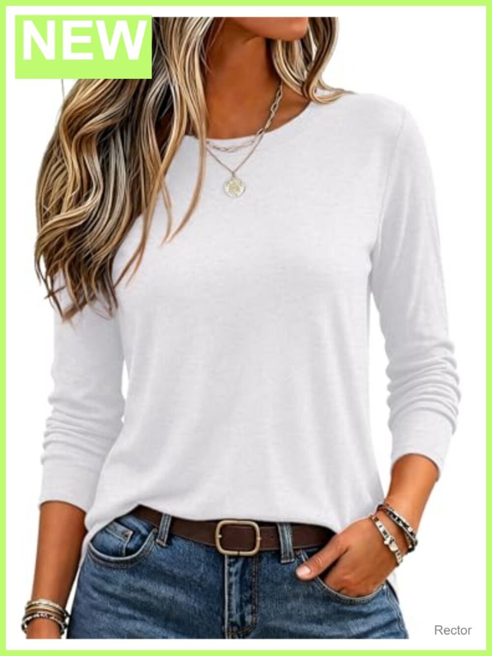 Womens Long Sleeve Crewneck T-Shirt Stretch Casual Top Fall